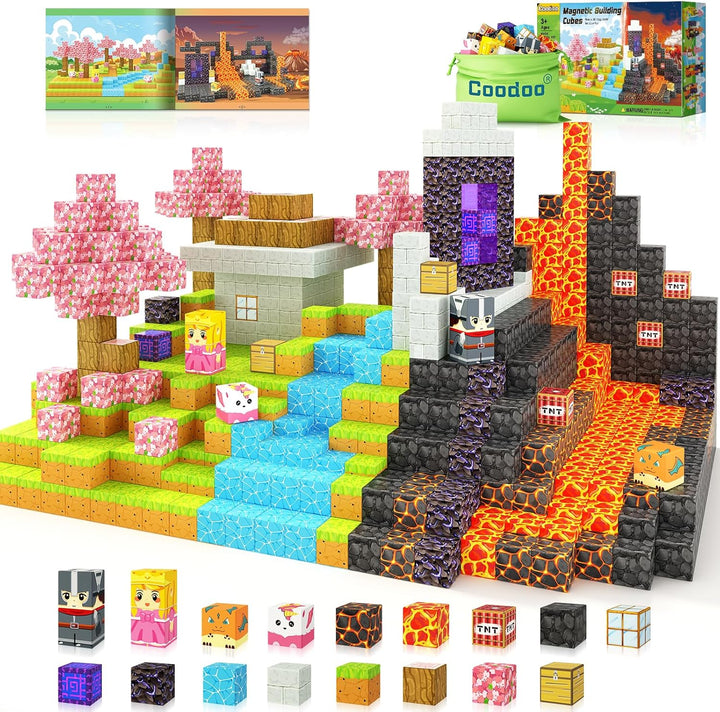 Magnetische Bausteine - Baue Mine Magnet Welt Zauberportal Set, Magnetische Fliesen Kleinkindspielze