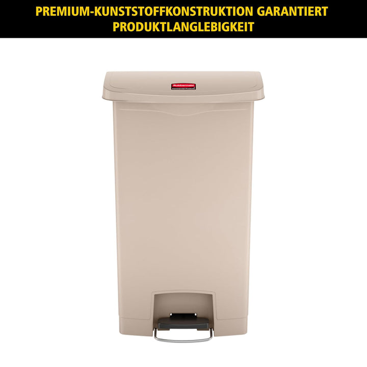 Rubbermaid Commercial Products Slim Jim 1883456 30 Litre Front Step Step-On Resin Wastebasket - Beig
