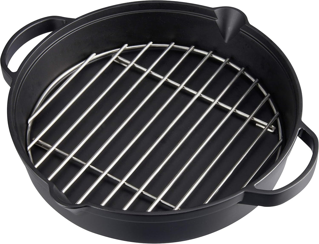 Campingaz Bratpfanne aus Gusseisen mit Grillrost aus Edelstahl, Ø 31,6 cm & Pizzastein für das Culin