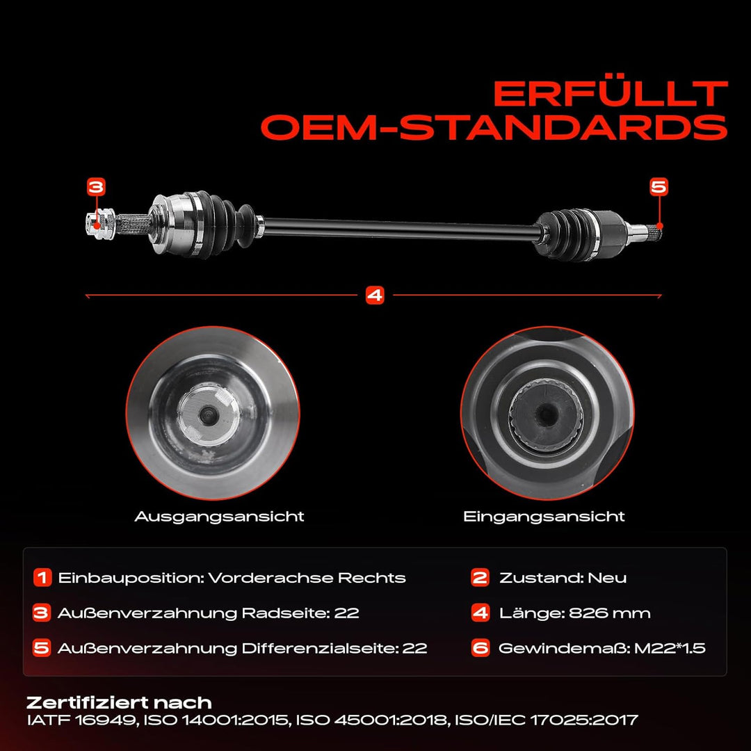 Frankberg Antriebswelle Gleichlaufgelenk Vorderachse Rechts Kompatibel mit Panda 169 1.1L 1.2L 2003-