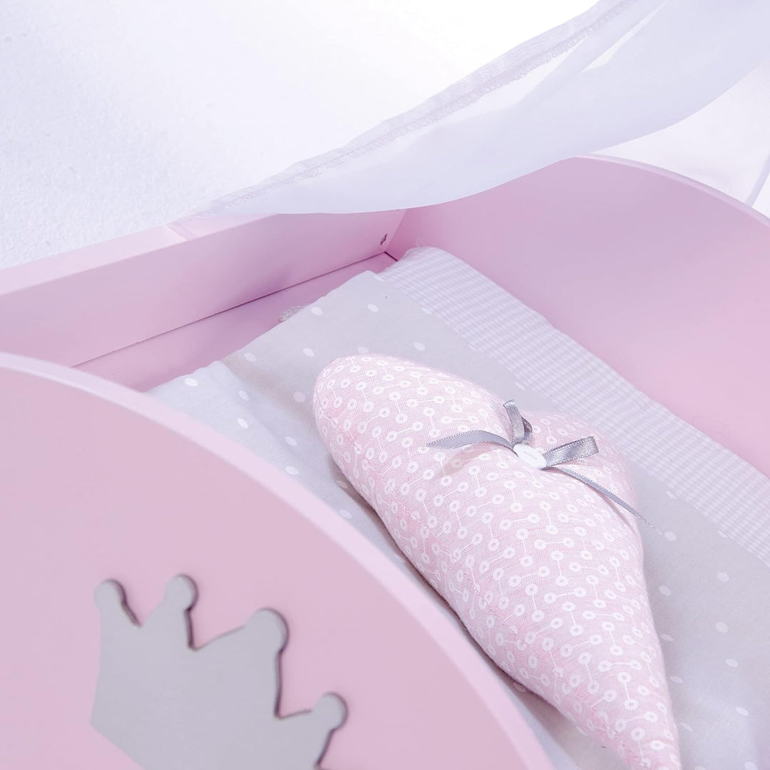 roba Puppenbett aus Puppenmöbel Serie „Sophie“, Puppenbett inkl. textiler Ausstattung, Bettwäsche un