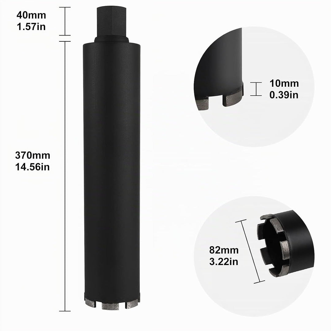 CPROSP Diamantbohrkrone 82mm 1¼" UNC, Kernbohrkrone, L 420mm, Kernbohrer für Bohren in in Beton, Sta
