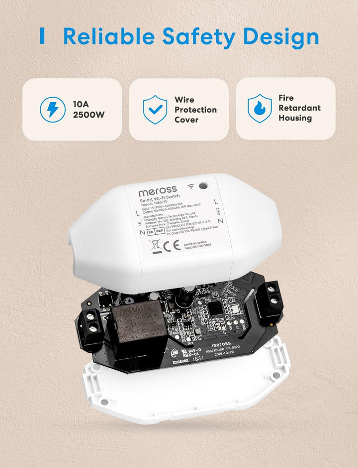 Meross WLAN Schalter funktioniert mit Apple HomeKit, Smart Switch Fernbedienung mit Sprachsteuerung