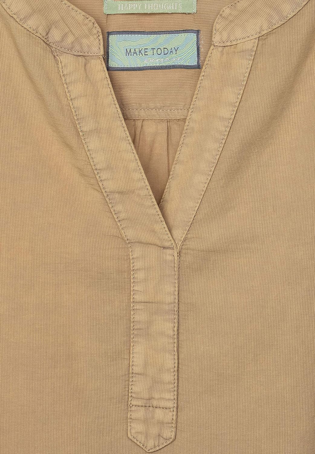 Street One Damen Bluse in Cord-Optik Pure Sand 34 Ärmel mit Schlitz und Knopf, Leichte Baumwolle
