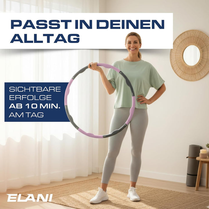 ELANI Hula Hoop Reifen Erwachsene - 90cm Durchmesser, mit Wellenform und Trainingsguide, indiv. anpa