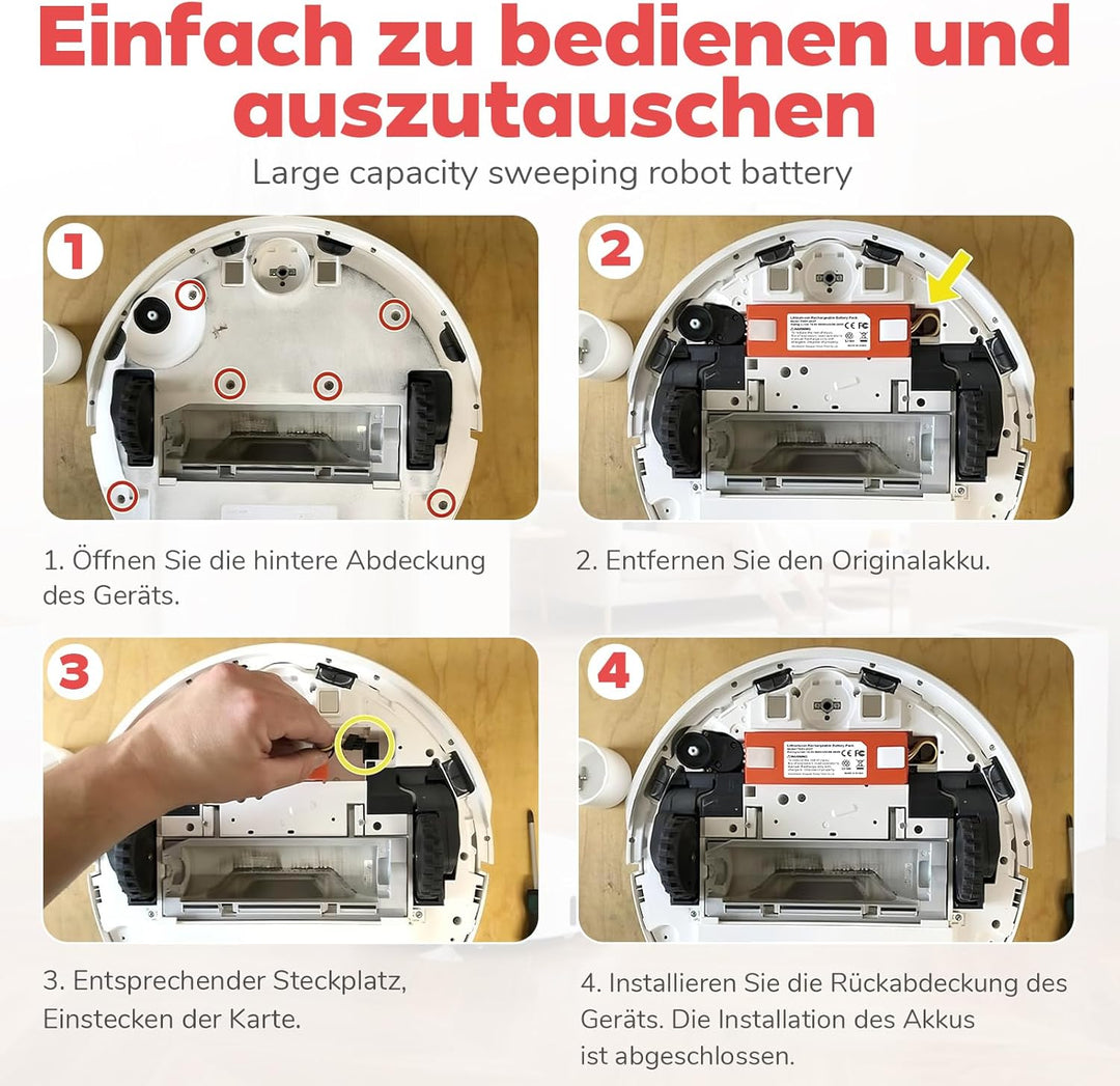 14.4V 6900mAh Ersatz Akku für Xiaomi Roborock S4 S5 S6 S7 S8 S50 S51 S52 S53 S55 S502 Max/MaxV/MaxV