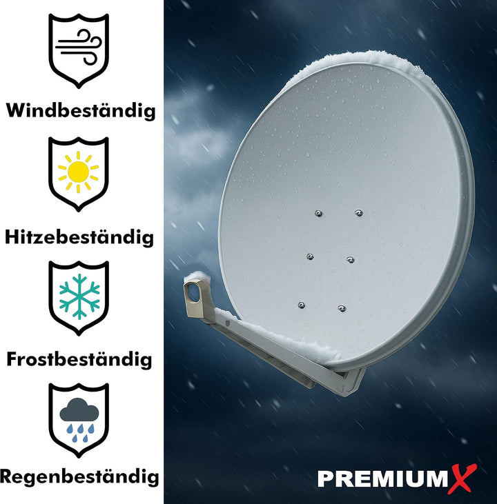 Premium X DELUXE100 Satellitenantenne 100 cm Aluminium Hellgrau + Twin LNB PXT-SEW 0,1 dB Digital Sa
