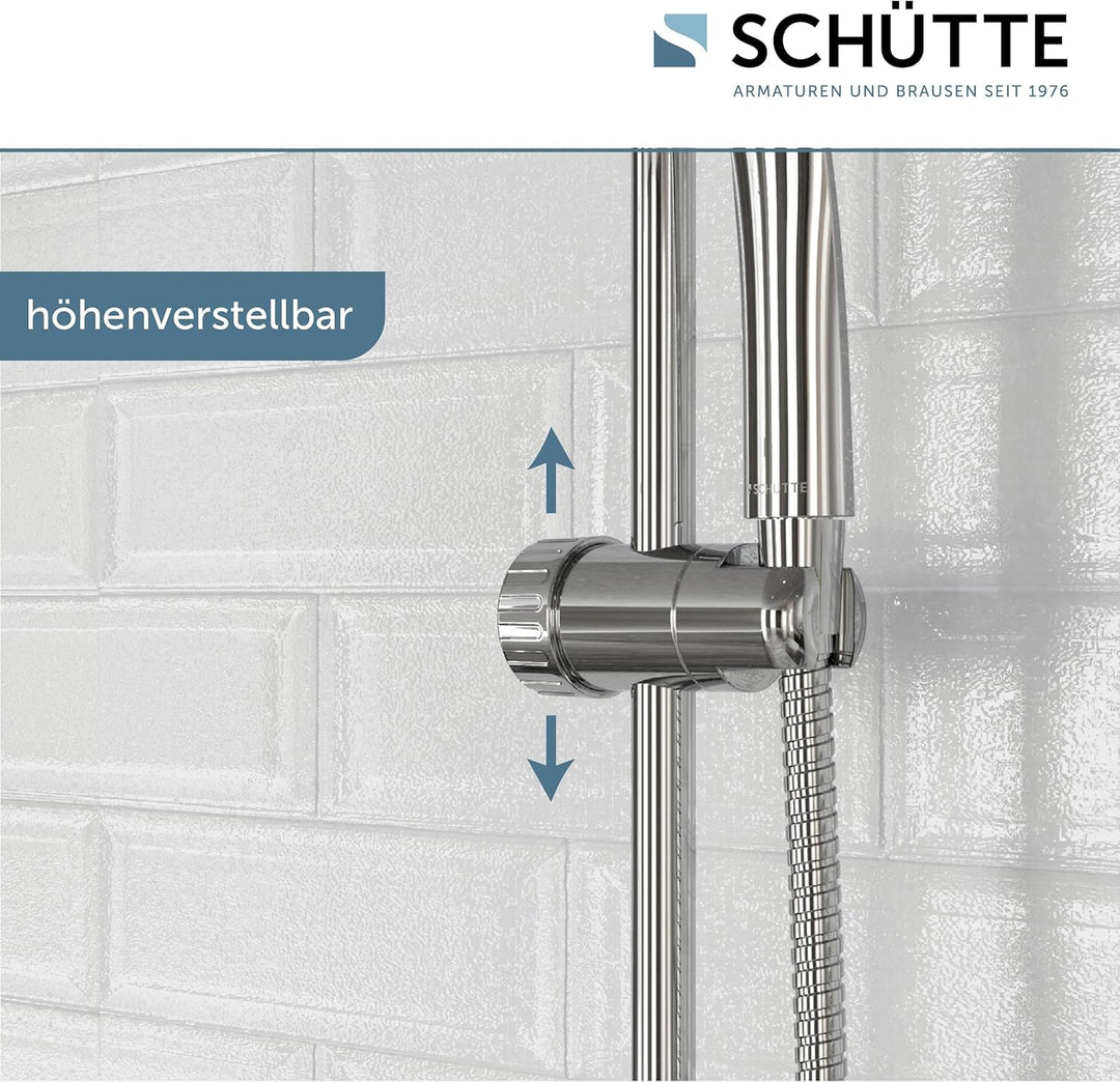 SCHÜTTE 64830 Napoli Stangenbrauseset, Brausestange mit Duschkopf, Duschbrause, Brausegarnitur mit H