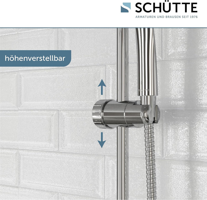 SCHÜTTE 64830 Napoli Stangenbrauseset, Brausestange mit Duschkopf, Duschbrause, Brausegarnitur mit H