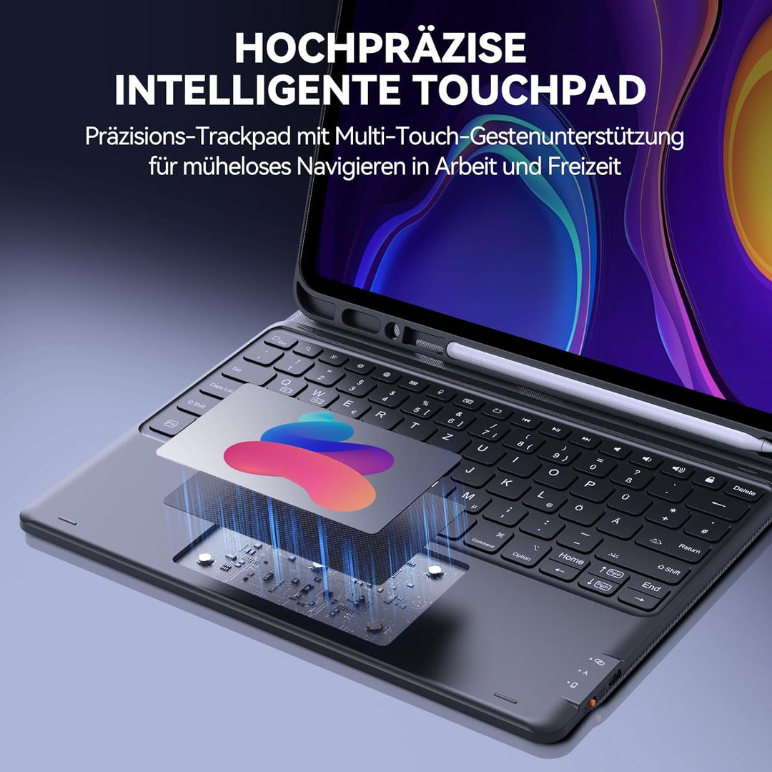 Earto iPad Pro 12.9 Tastatur 2022, DIY 3-Zone Beleuchtung mit 7 Farben, Hülle mit Tastatur mit Touch