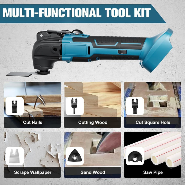Multifunktionswerkzeug akku für Makita 18V Akku (Ohne Akku), Oszillationswerkzeug Akku mit 23 Zubehö