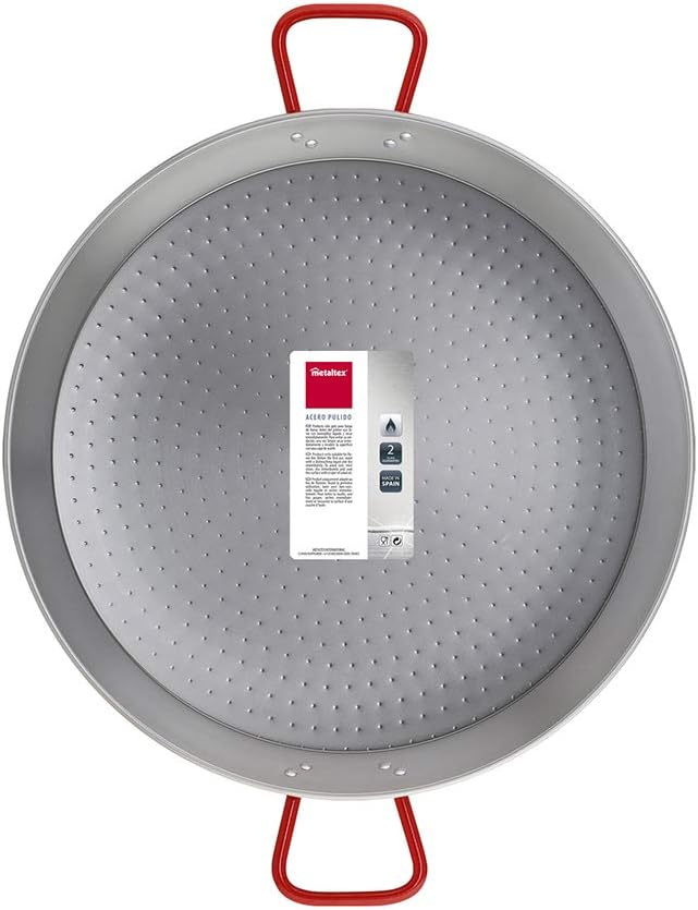 Metaltex - Paella-Pfanne aus poliertem Stahl, 16 Rationen, 55 cm Poliert 16 Raciones, Poliert 16 Rac