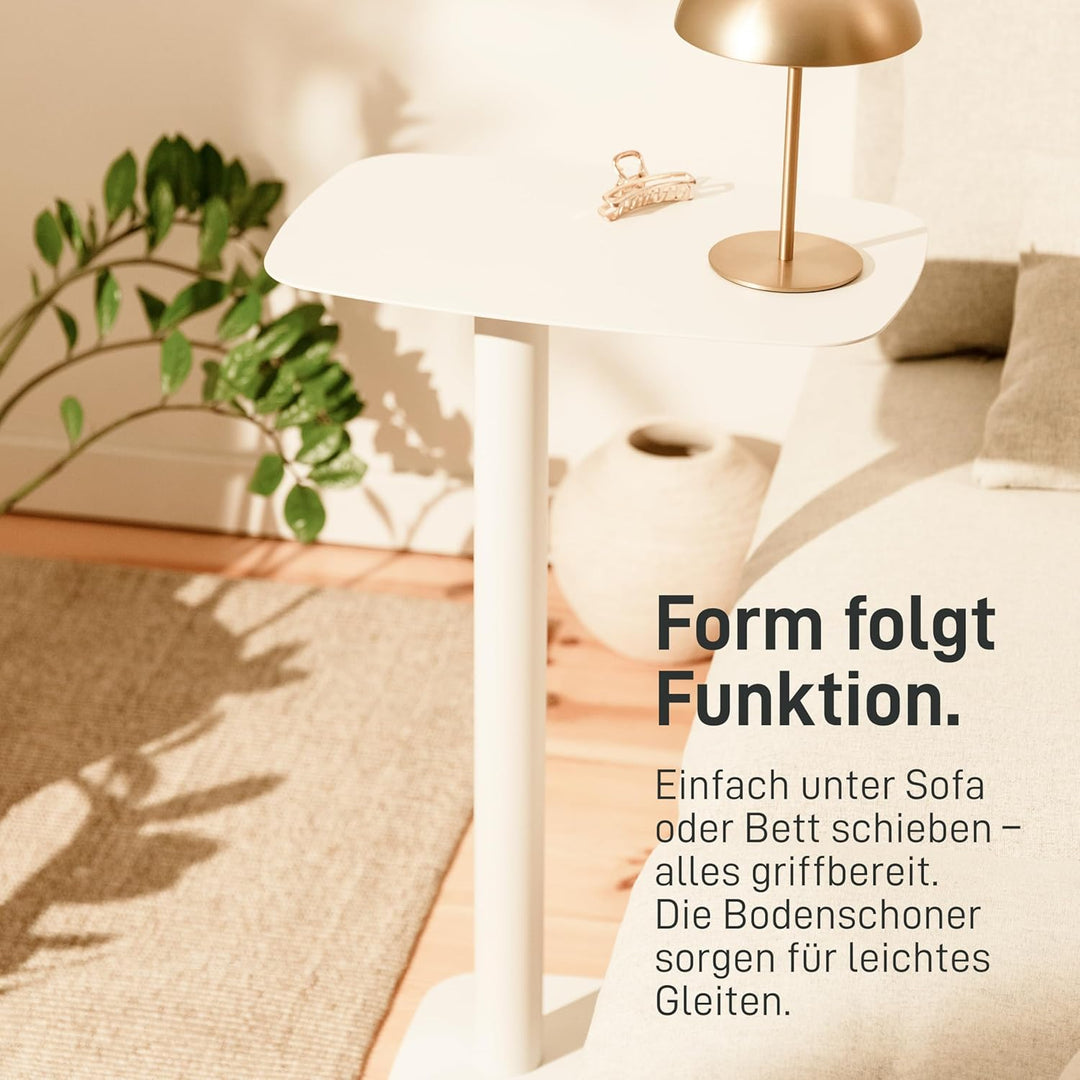 Natural Goods Berlin 1x Beistelltisch Lucia - Beistelltisch Weiss, Nachttisch Metall - Metalltisch O