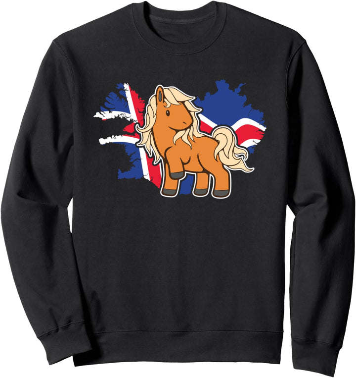 Islandpferd Isländer Island Pony Pferd Reiten Fahne Flagge Sweatshirt