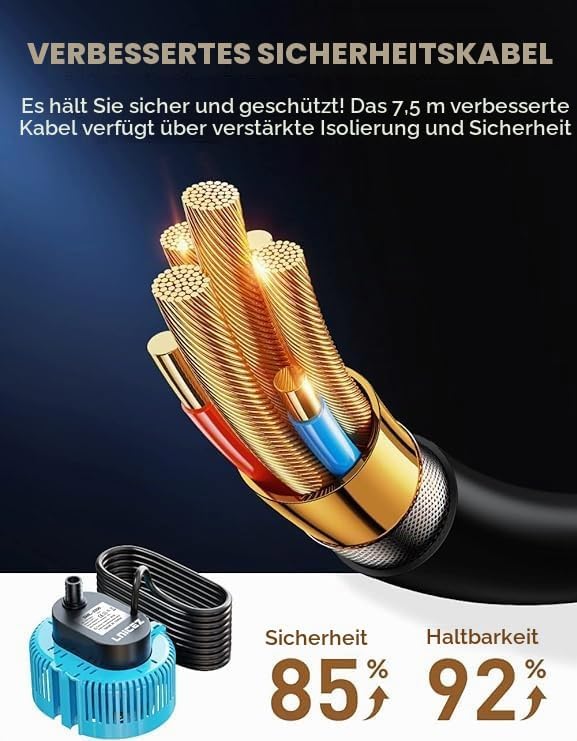 Lnicez Schmutzwasserpumpe Tauchpumpe 75W 3000L/H Wasserpumpe 3.2m max Förderhöhe, Tauchpumpe Schmutz