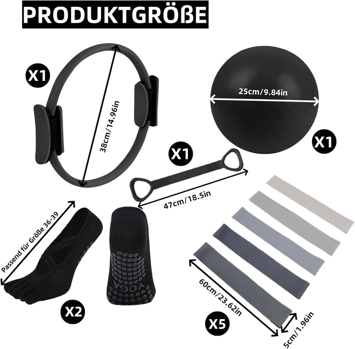 Generisch Essential Pilates Workout Kit für Frauen - Enthält Pilates Ring, 25cm Yoga Ball, Booty Ban