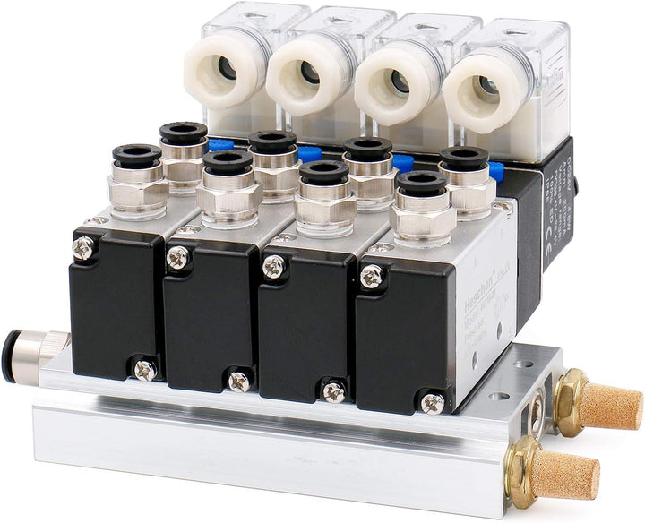 Heschen Elektrisches pneumatisches 4 Magnetventil 4V210-08 DC 24 V PT1/4 5-Wege 2 Positionen Krümmer