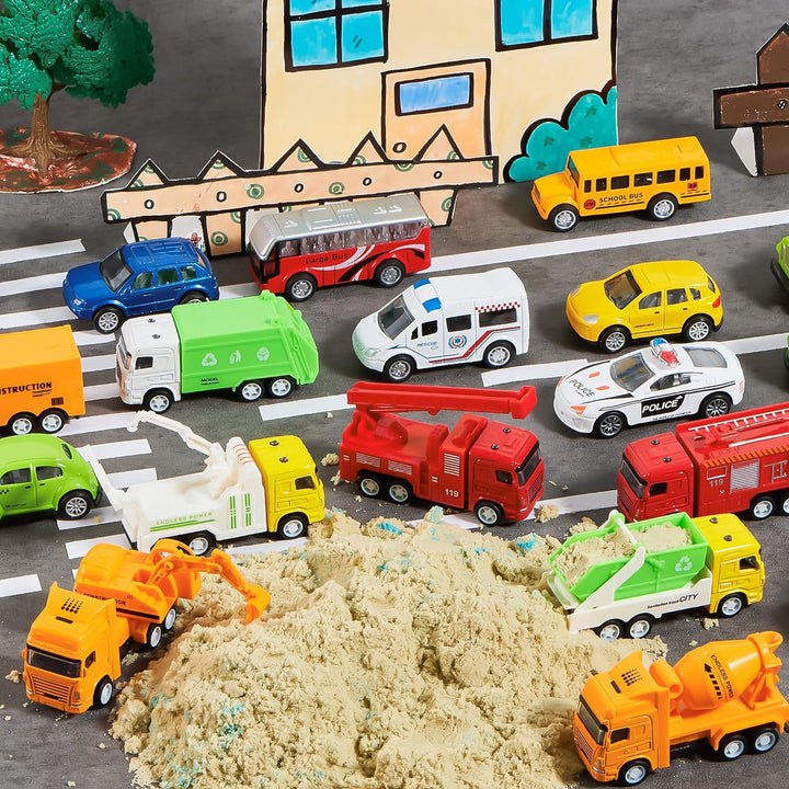 JOYIN 20 Stück Metall Zurückziehen Mini Spielzeugautos, Mini Die Cast Spielzeugautos Set, Pull Back