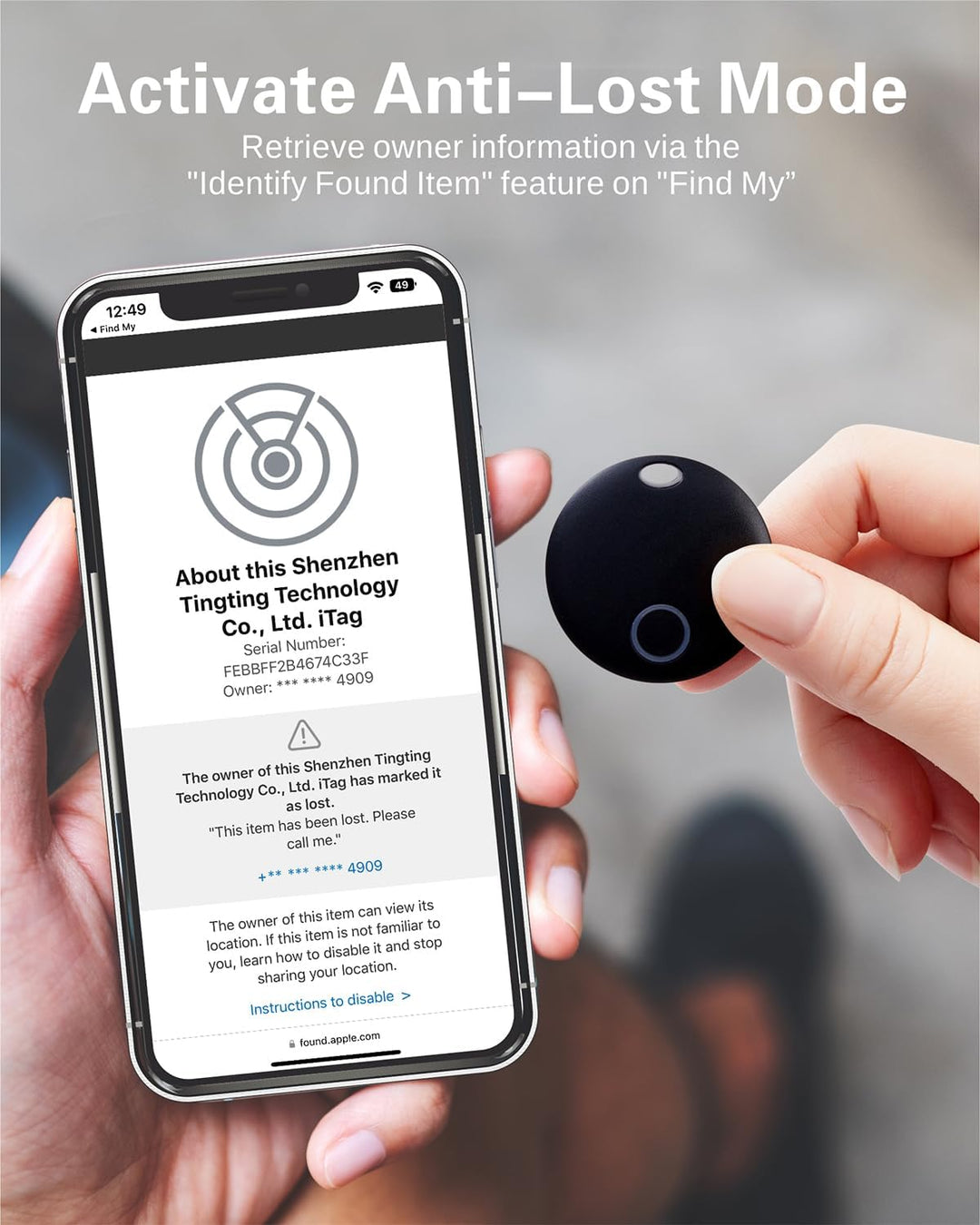 Reyke Smart Tag Pro, Koffer Tracker kompatibel mit Apple Wo ist? APP (nur iOS), Schlüsselfinder für