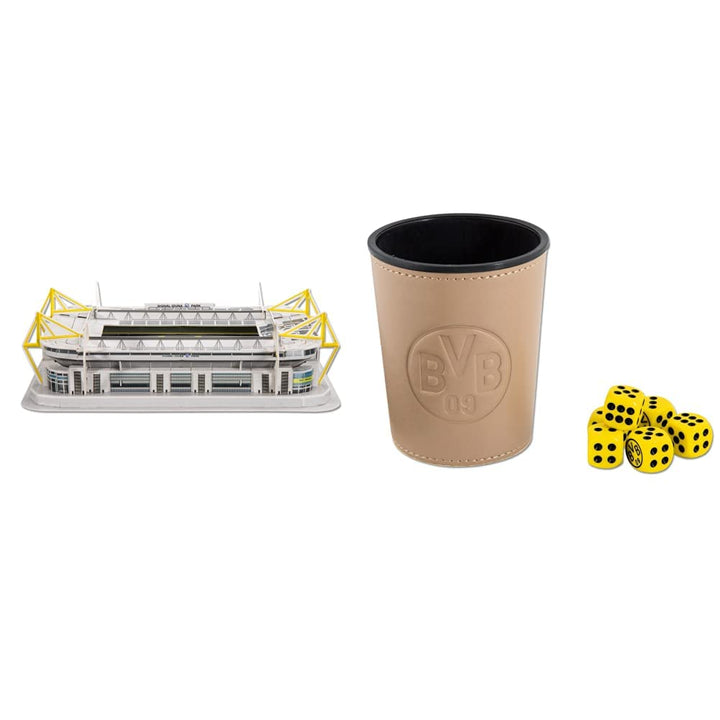 Borussia Dortmund BVB-3D-Stadionpuzzle & BVB-Würfelbecher-Set, 7 Stück (1er Pack) Bundle mit BVB-Wür