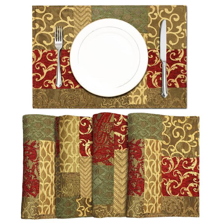 TOPLUXE Platzsets 4er Sets Jaquard Tischset Abwaschbar 30x45cm Platz-Matten für Esstisch Urlaub Part