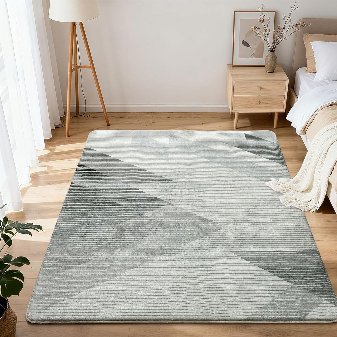 ASIinnsy Teppich Wohnzimmer Schlafzimmer Kurzflor Teppiche Modern Grosser Teppich rutschfest Weich A