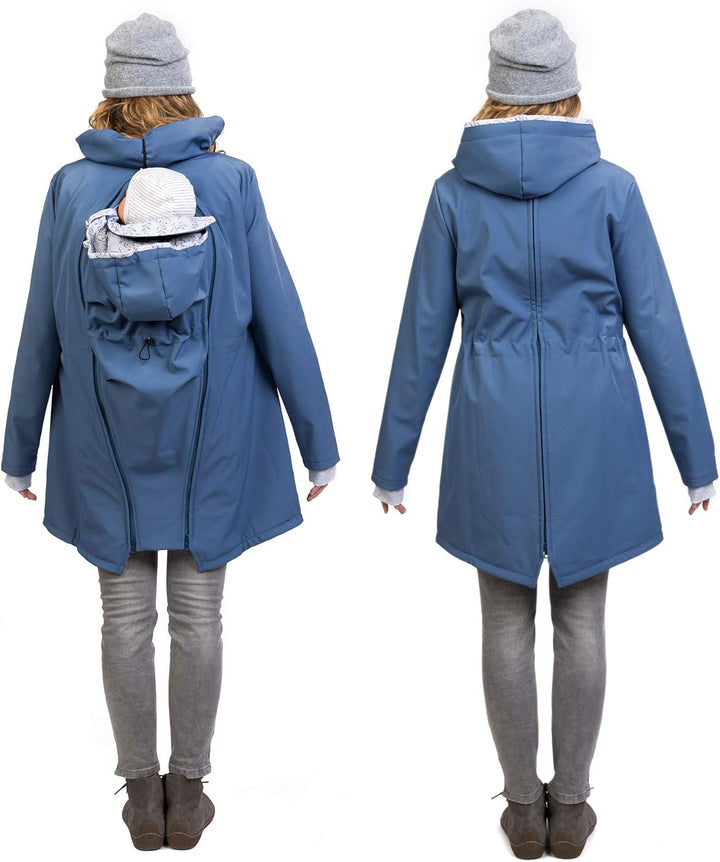 Viva la Mama 4in1 Trageparka für Tragen auf dem Rücken oder der Brust, Allwetter Softshell - PINA S