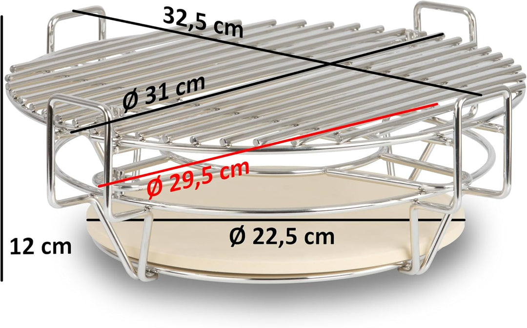 BBQ-Toro Flexibles Kochsystem für Kamadogrill Ø 39 cm | Edelstahl Grillaufsatz 3 Ebenen mit Grillros