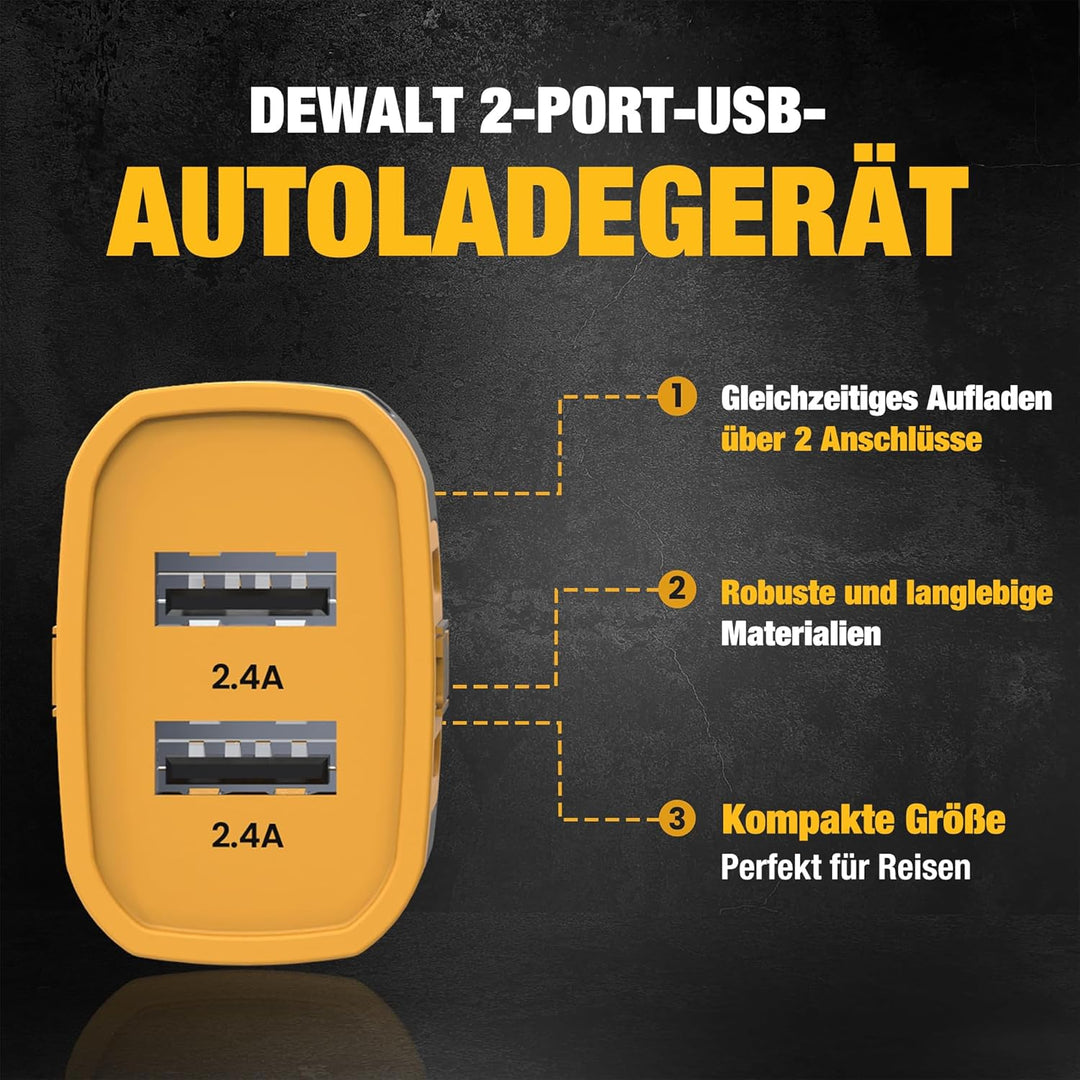 DEWALT 2-Port Mobile USB Charger, 24W Schwarz/gelb, Schwarz/gelb