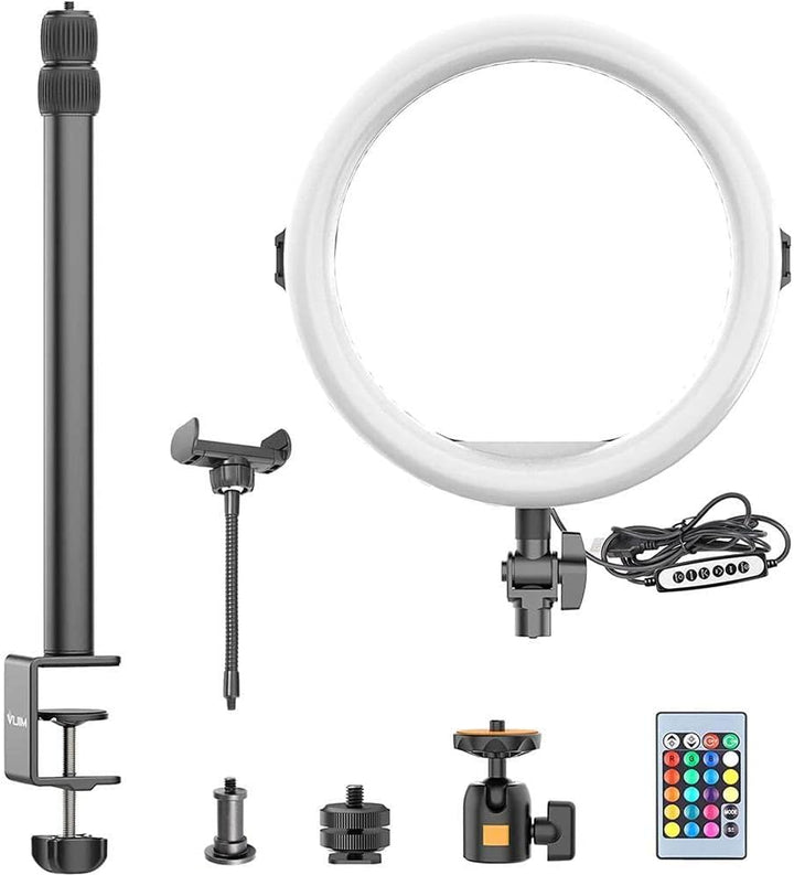VIJIM K10 RGB Desktop-Ringlampe mit ausziehbarem Stativ und Tischklemme