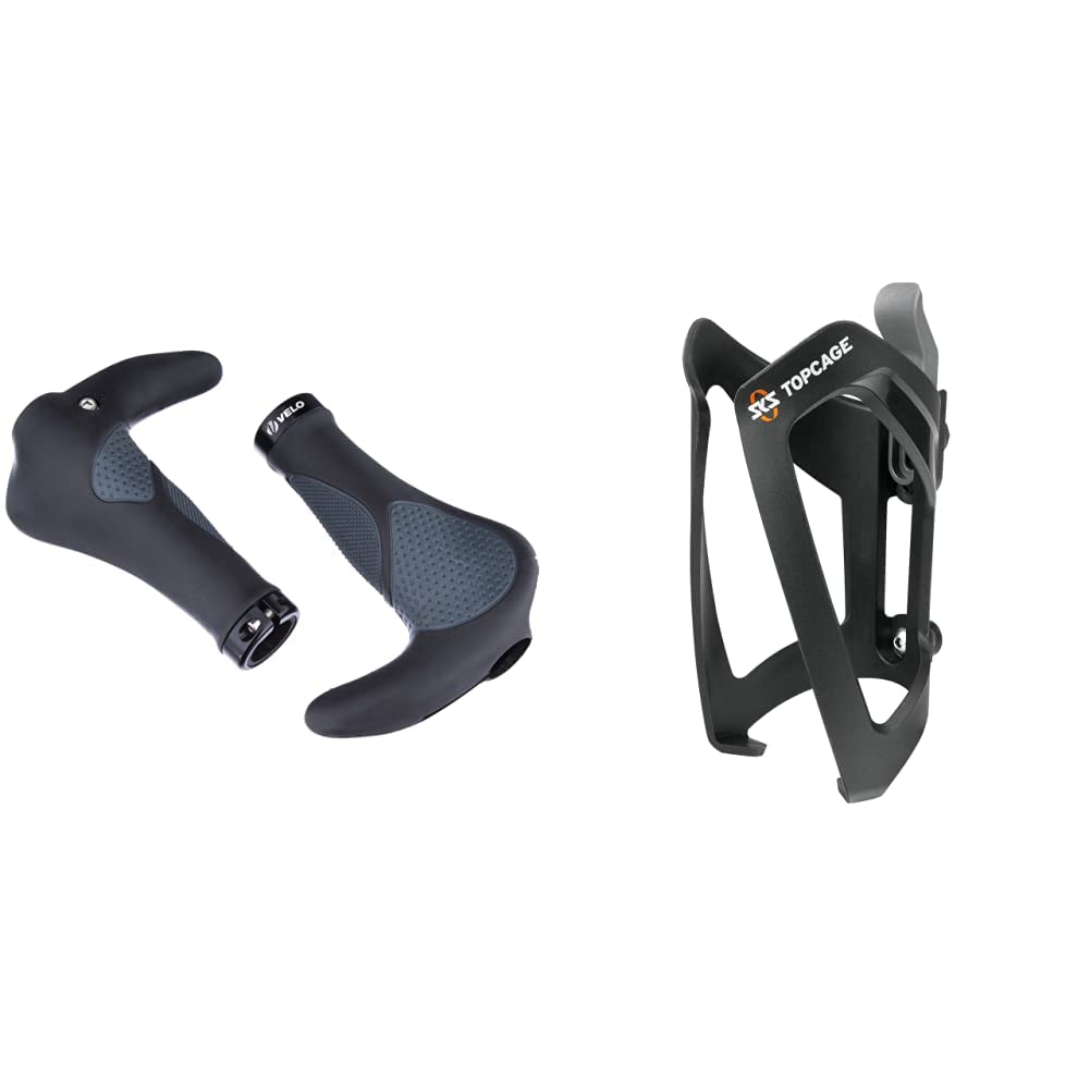 ERGOGEL D3 BAR Fahrradgriff, ergonomische Form, Gel-Schraubgriff, schwarz/grau 138 mm Bundle mit Fla