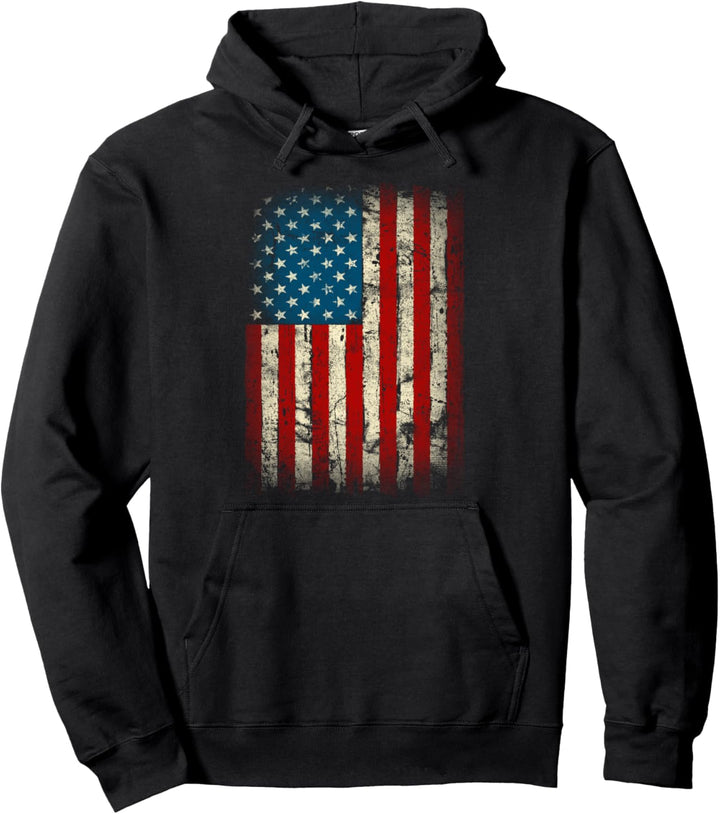 USA-Flagge im Used-Look Pullover Hoodie