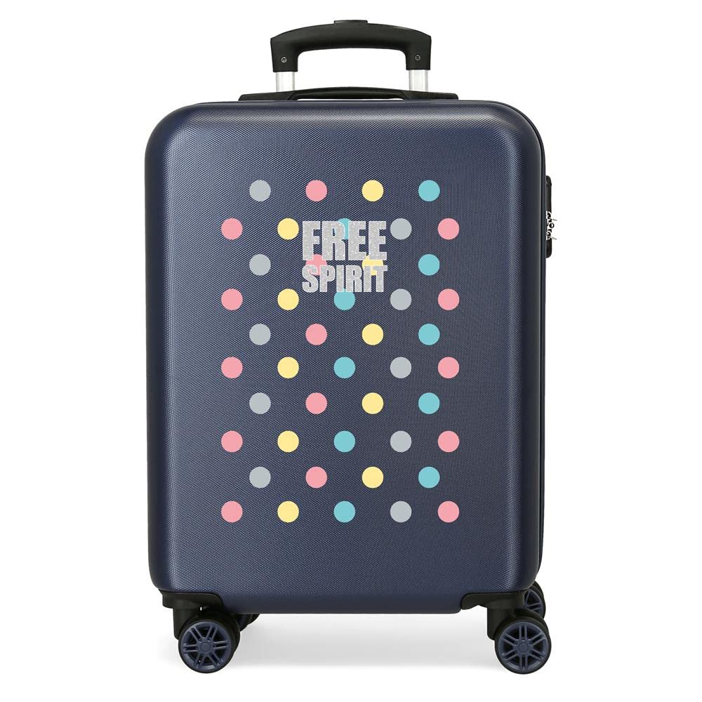 Movom Free Dots Kabinenkoffer Blau 38 x 55 x 20 cm Hartschalen ABS Kombinationsschloss 34 L 2,6 Kg 4