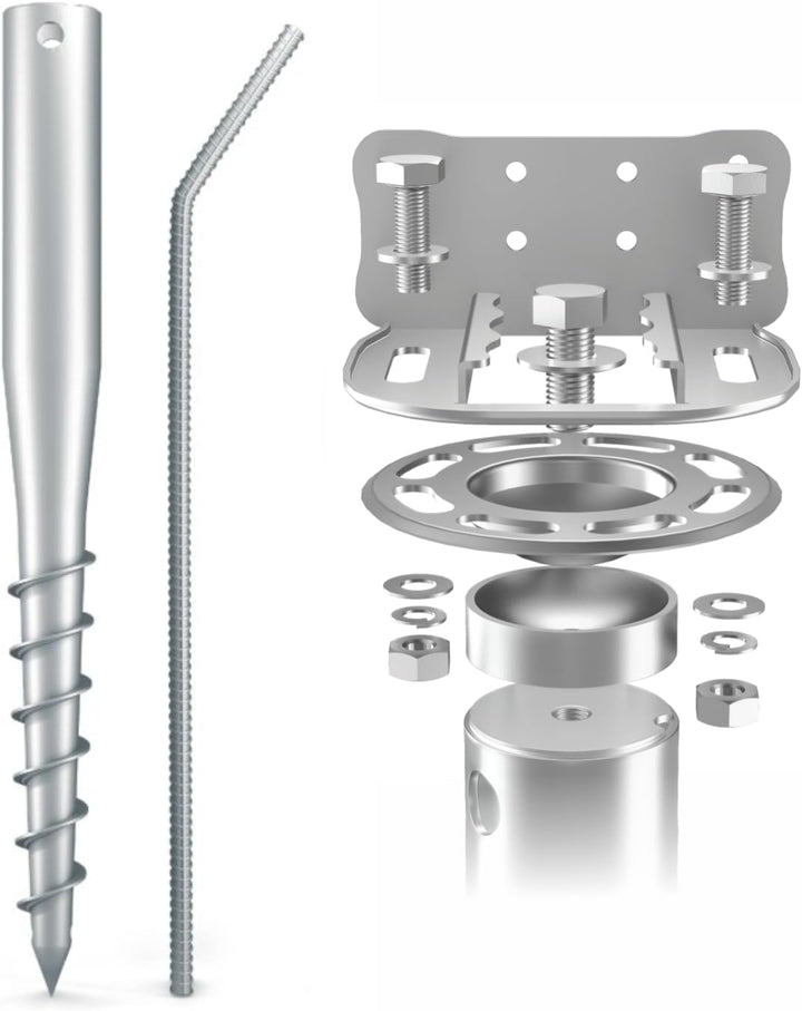 Maxerio NEU 80 cm 2er Base-Set TILT Schraubfundamente inkl. Konsole (feuerverzinkt); Ø 60 x 2; M12,