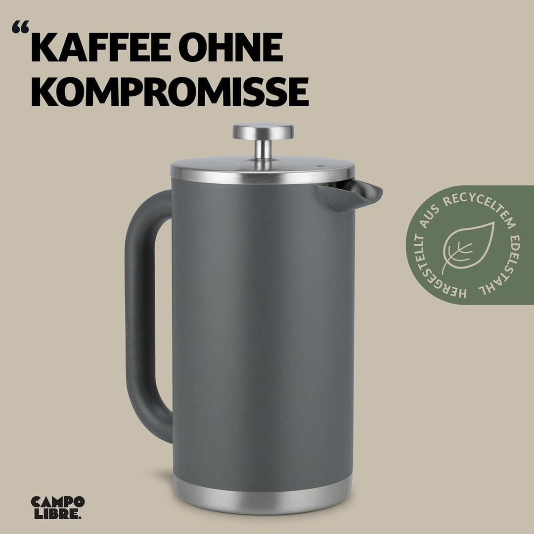Campo Libre.® Giorgio. French Press I Kaffeebereiter aus doppelwandigem Edelstahl 1l I plastikfreie