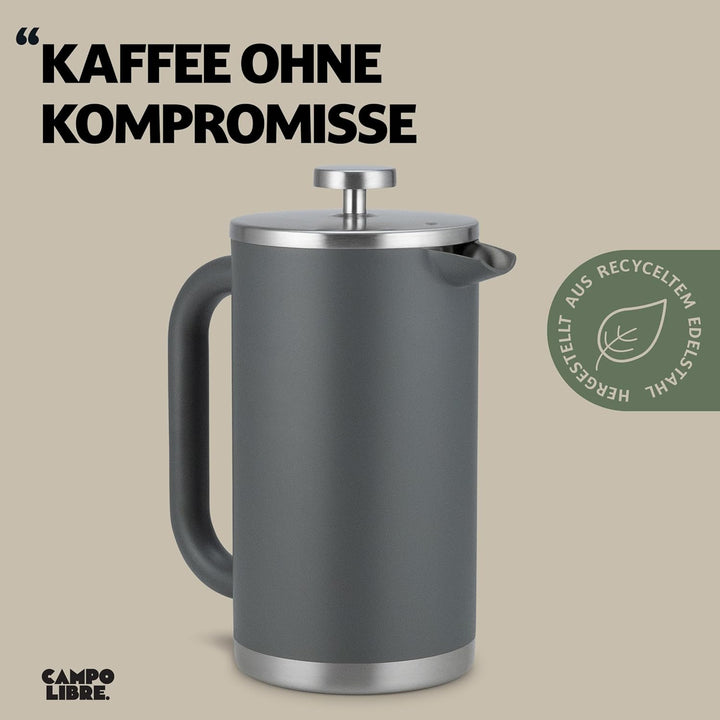 Campo Libre.® Giorgio. French Press I Kaffeebereiter aus doppelwandigem Edelstahl 1l I plastikfreie