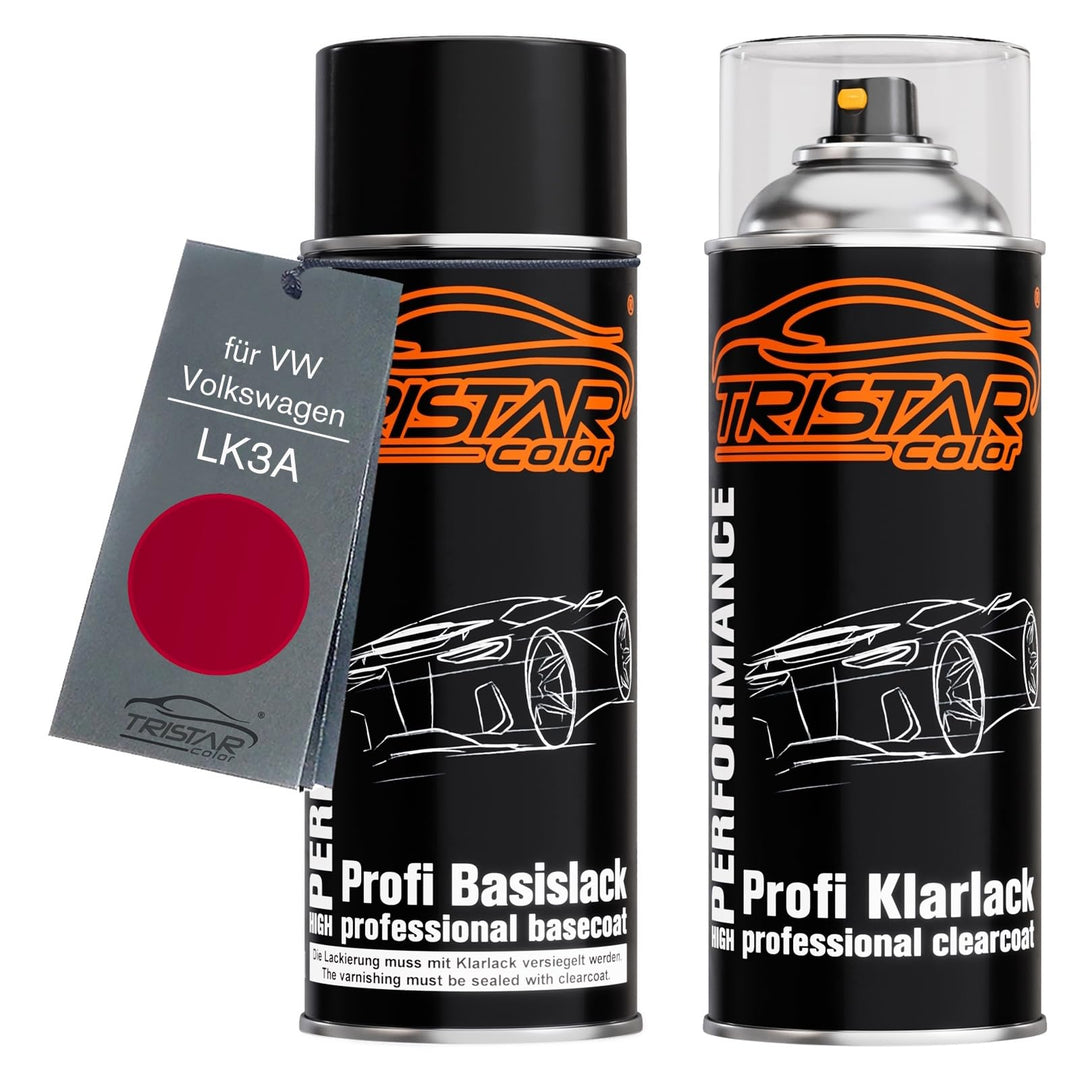 TRISTARcolor Autolack Set Spraydose für VW/Volkswagen LK3A Paprikarot +1K | Set aus Basislack + Klar