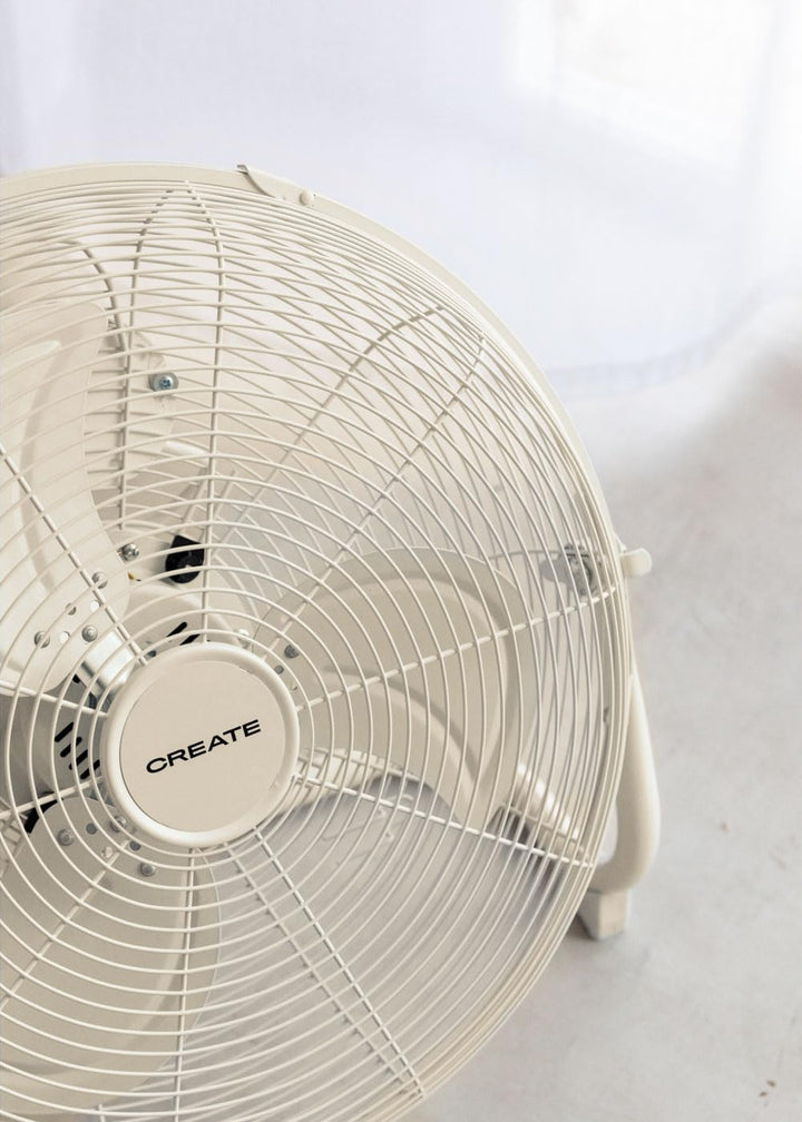 CREATE / AIR FLOOR RETRO/Industrieller Bodenventilator/Cremeweisser Ventilator, 16 Zoll, starker Luf