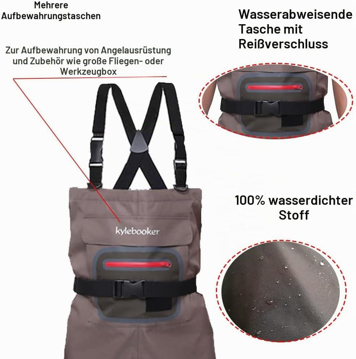 Kylebooker Angler Watvögel Angelhose Wathose Herren Anglerhose Atmungsaktiv Fliegenfischen Angelbekl