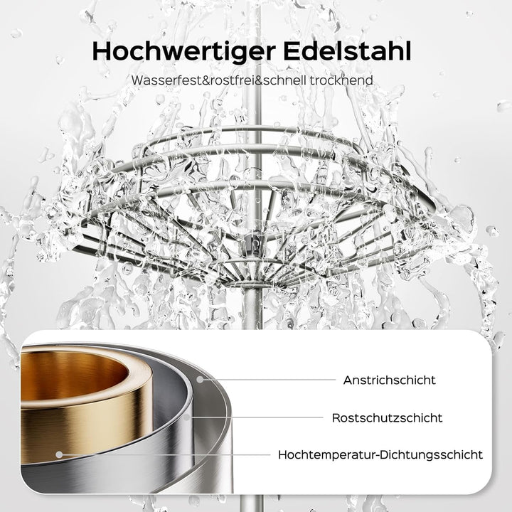HAMITOR Teleskop Ecke-Duschablage ohne Bohren: Stabil & rutschfest Metall Teleskopregal, Badewannen-