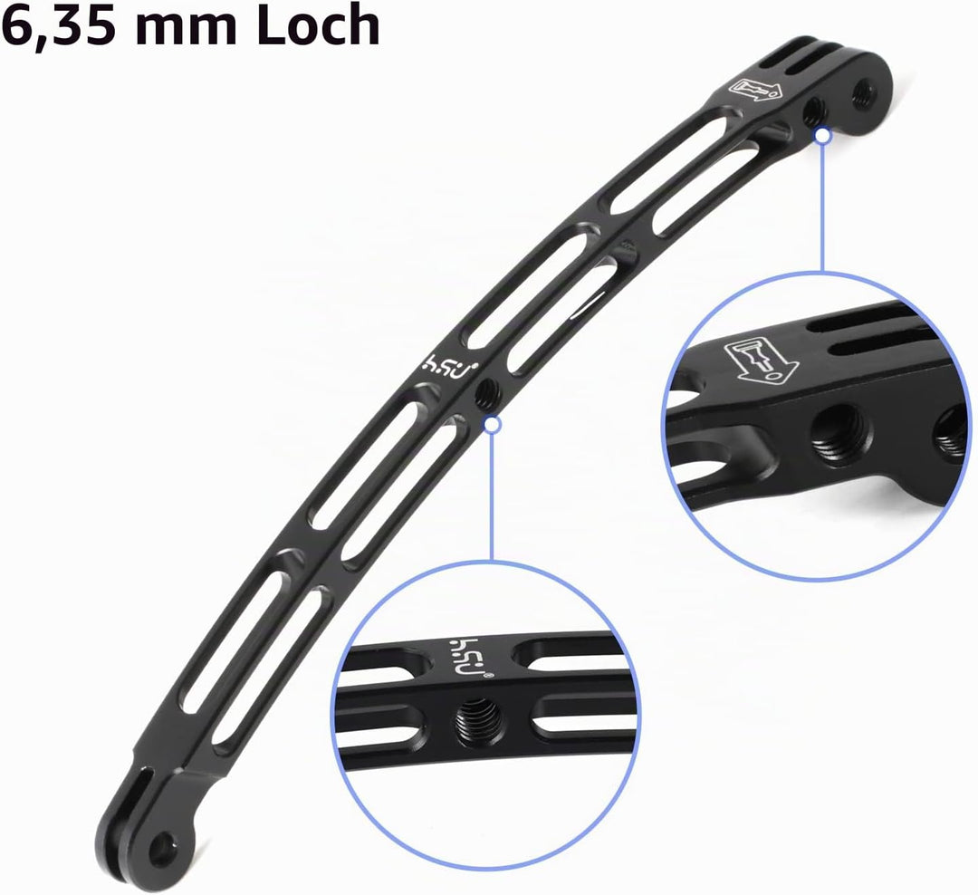 HSU Aluminium Helmet Mount Kit für GoPro, Gebogene Verlängerungsarme für Hero 12/11/10/9/8/7/6/5/4/3