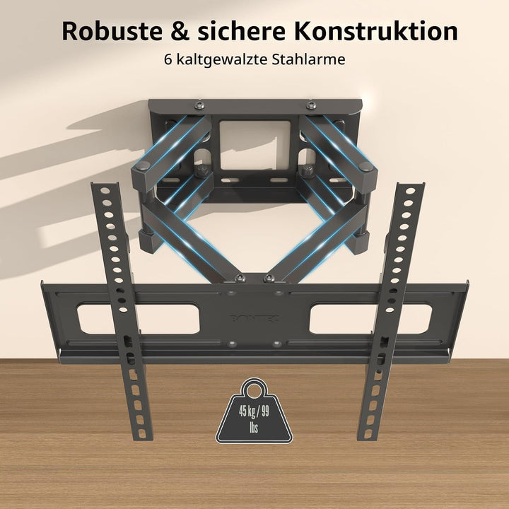 BONTEC TV Wandhalterung Schwenkbare Neigbare TV Halterung Vollbewegung für 23-70 Zoll Flach &amp; Curved