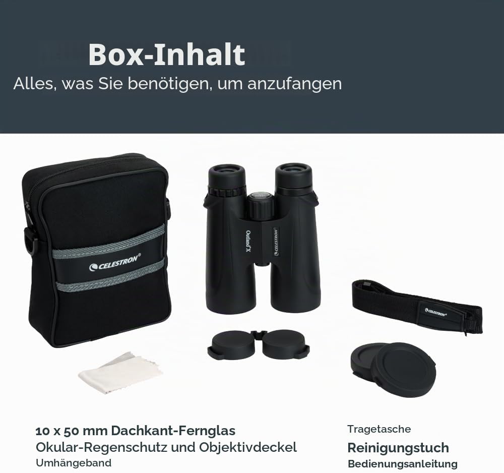 Celestron 71348 10 x 50 Outland X Fernglas – Schwarz Outland X 10 x 50 - Dachprisma, Outland X 10 x