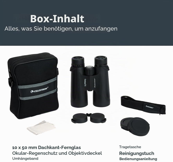 Celestron 71348 10 x 50 Outland X Fernglas – Schwarz Outland X 10 x 50 - Dachprisma, Outland X 10 x