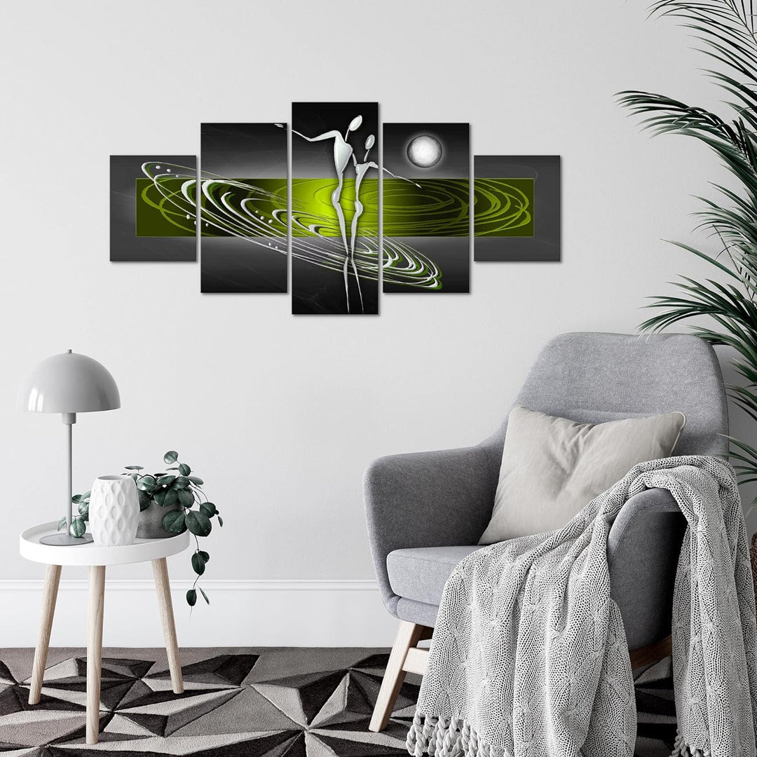 Runa Art Wandbilder Abstrakt Figuren 5 Teilig Bild auf Vlies Leinwand Deko Wohnzimmer Schlafzimmer L