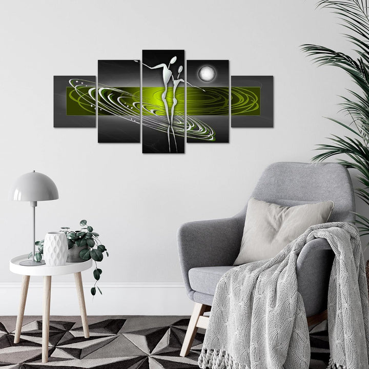 Runa Art Wandbilder Abstrakt Figuren 5 Teilig Bild auf Vlies Leinwand Deko Wohnzimmer Schlafzimmer L