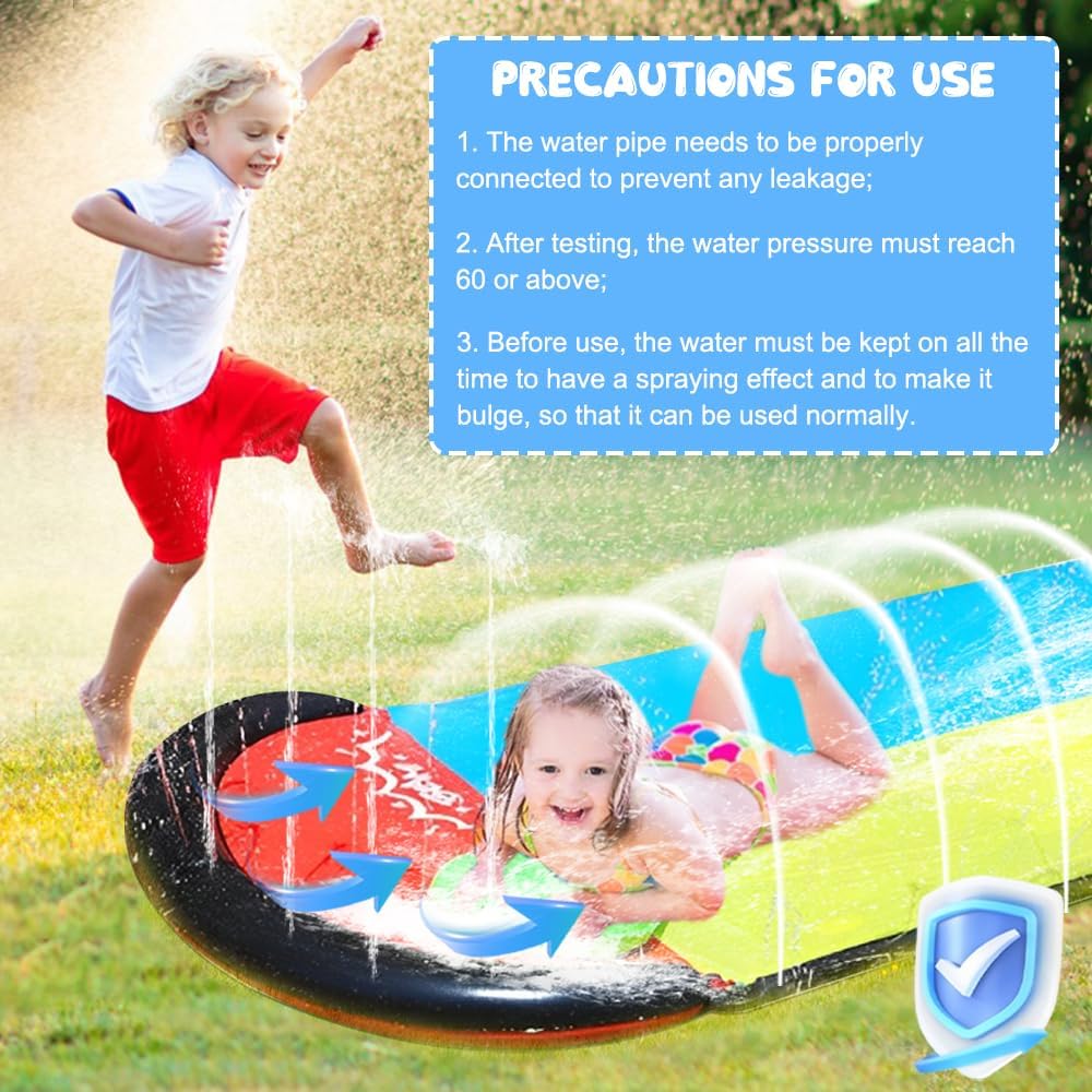 Doppel-Wasserbahn, 20ft/600cm mit 2 aufblasbare Boards, Doppel-Garten-Wasserrutsche mit Sprinkler fü