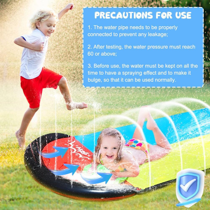 Doppel-Wasserbahn, 20ft/600cm mit 2 aufblasbare Boards, Doppel-Garten-Wasserrutsche mit Sprinkler fü