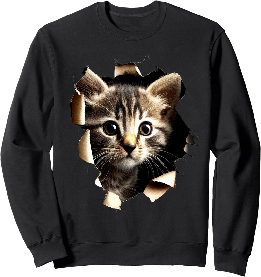 Katzen Motiv Kunst Cat Design Hauskatze Miau Ich Liebe Katze Sweatshirt