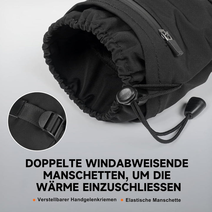 Beheizbare Handschuhe, 6000mAh Akku USB Beheizte Handschuhe für Damen Herren, 3 Heizstufen wasserdic